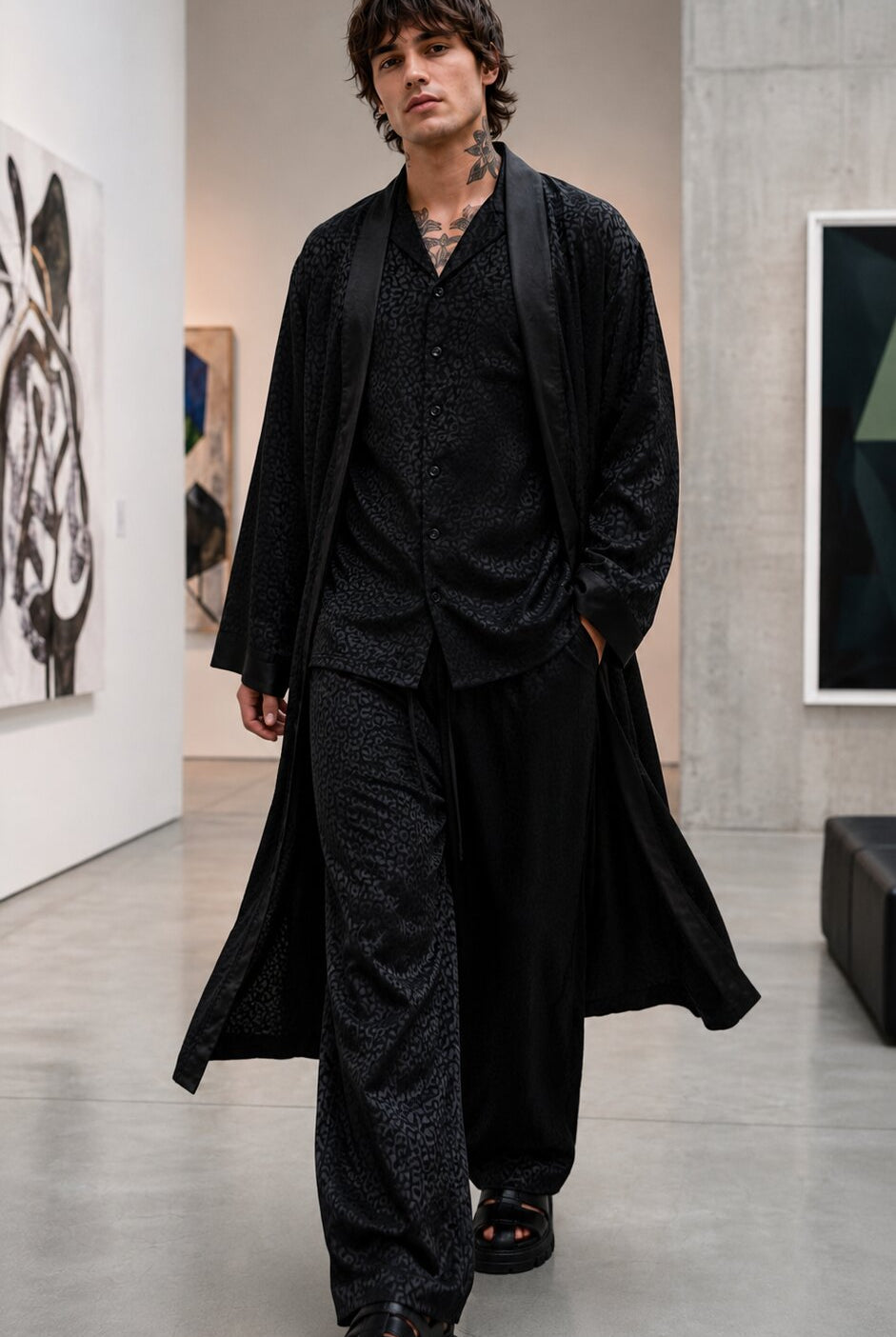 Black Panther Jacquard Kimono - main
