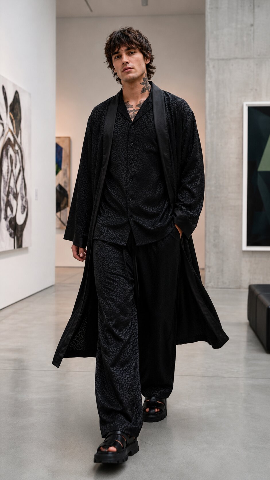 Black Panther Jacquard Kimono - main