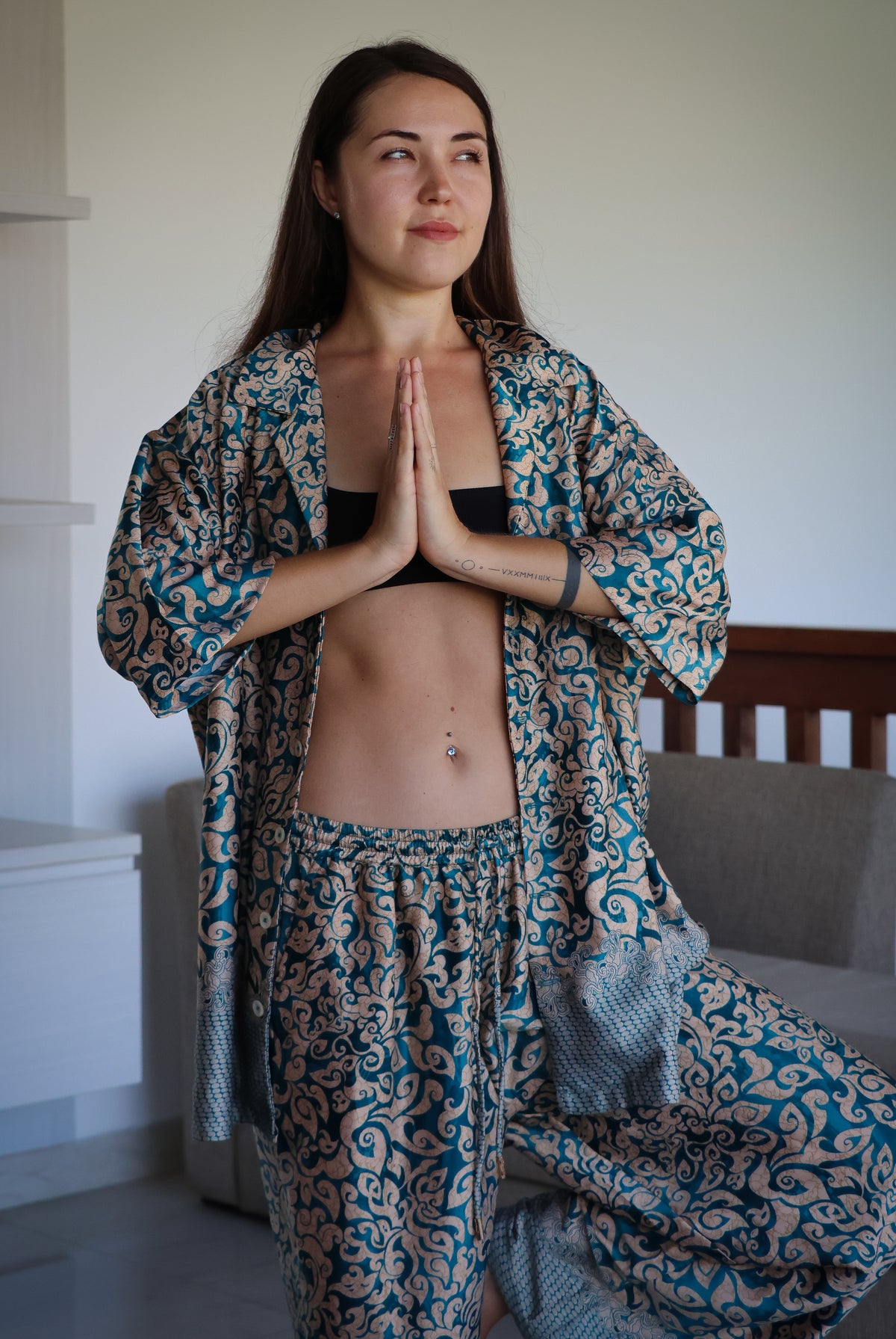 Women's shirt and pants pajama set, Ice print, by Eva Moon