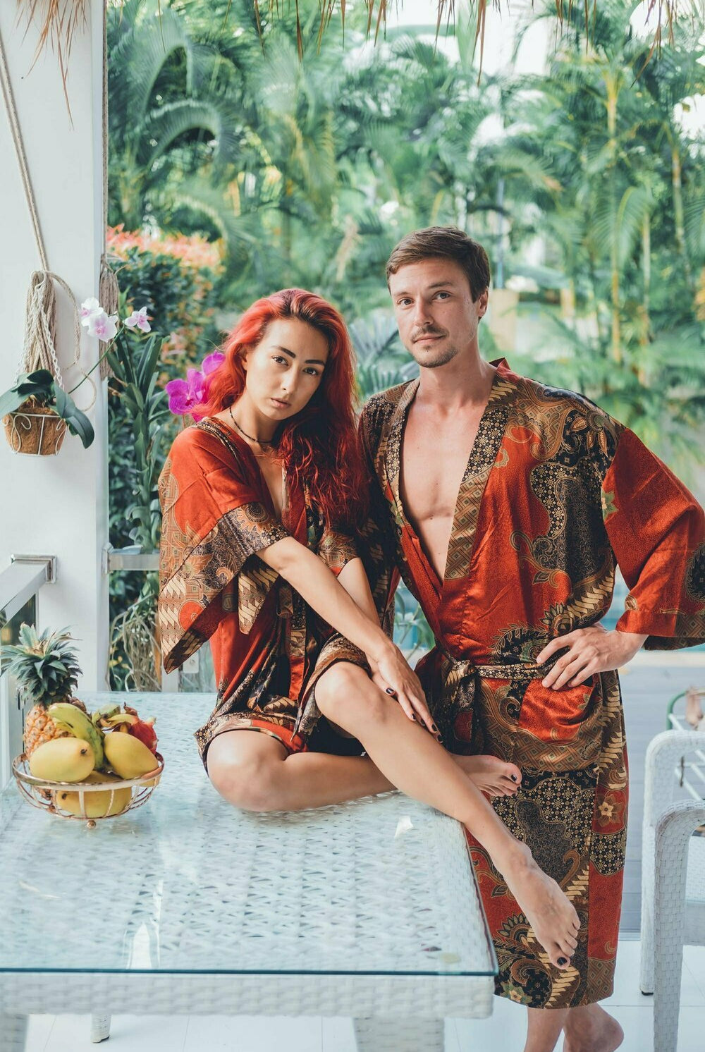 Couple's Silk Kimono Set His and Hers Red – Eva Moon
