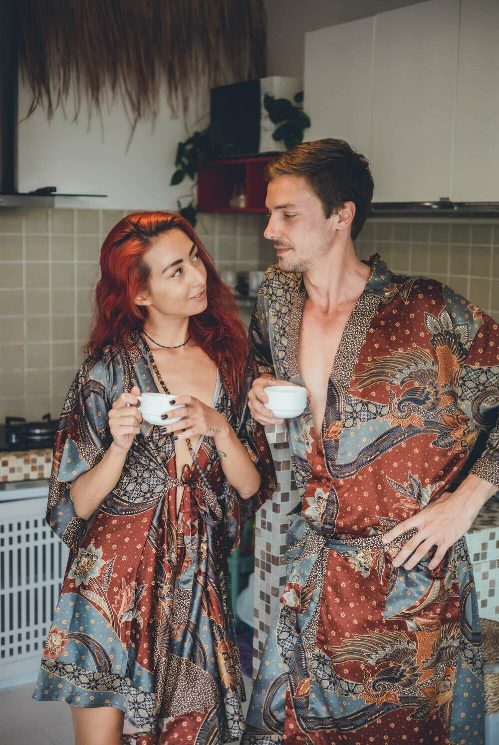 Women Short Grey&Brown Kimono – Eva Moon