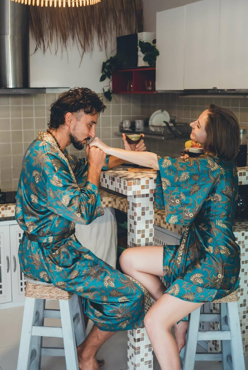 Couple's Kimono Set His and Hers Green&Gold - My Store