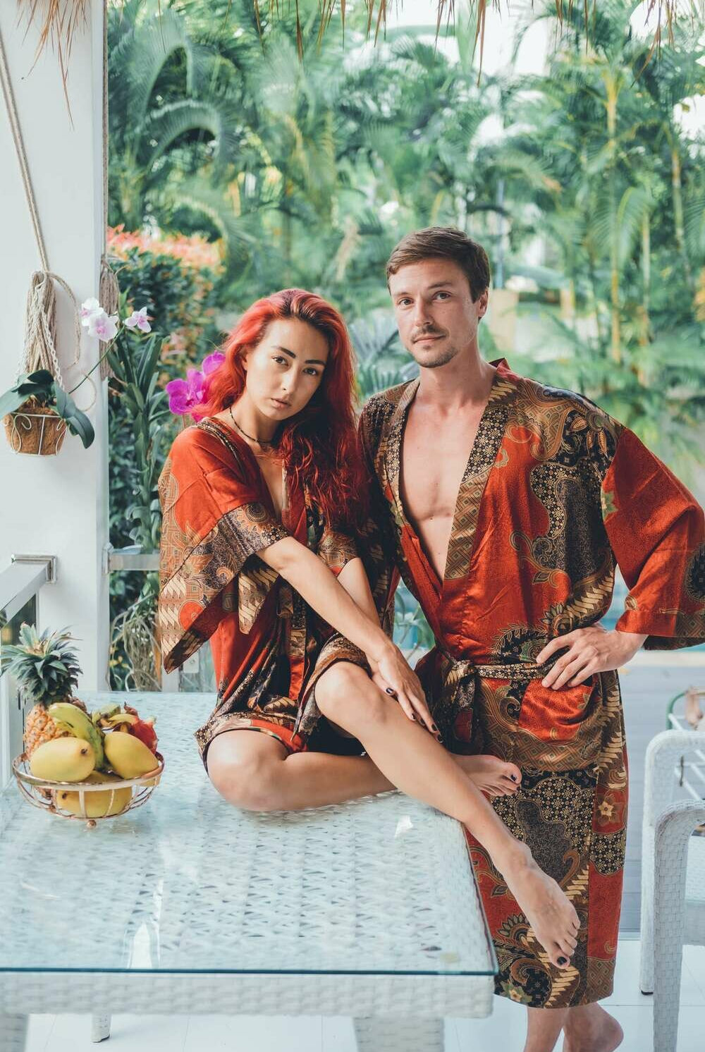 Couple's Silk Kimono Set His and Hers Red – Eva Moon