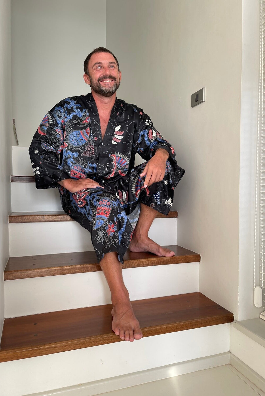 Couple's Silk Kimono Set His and Hers Black&Blue – Eva Moon