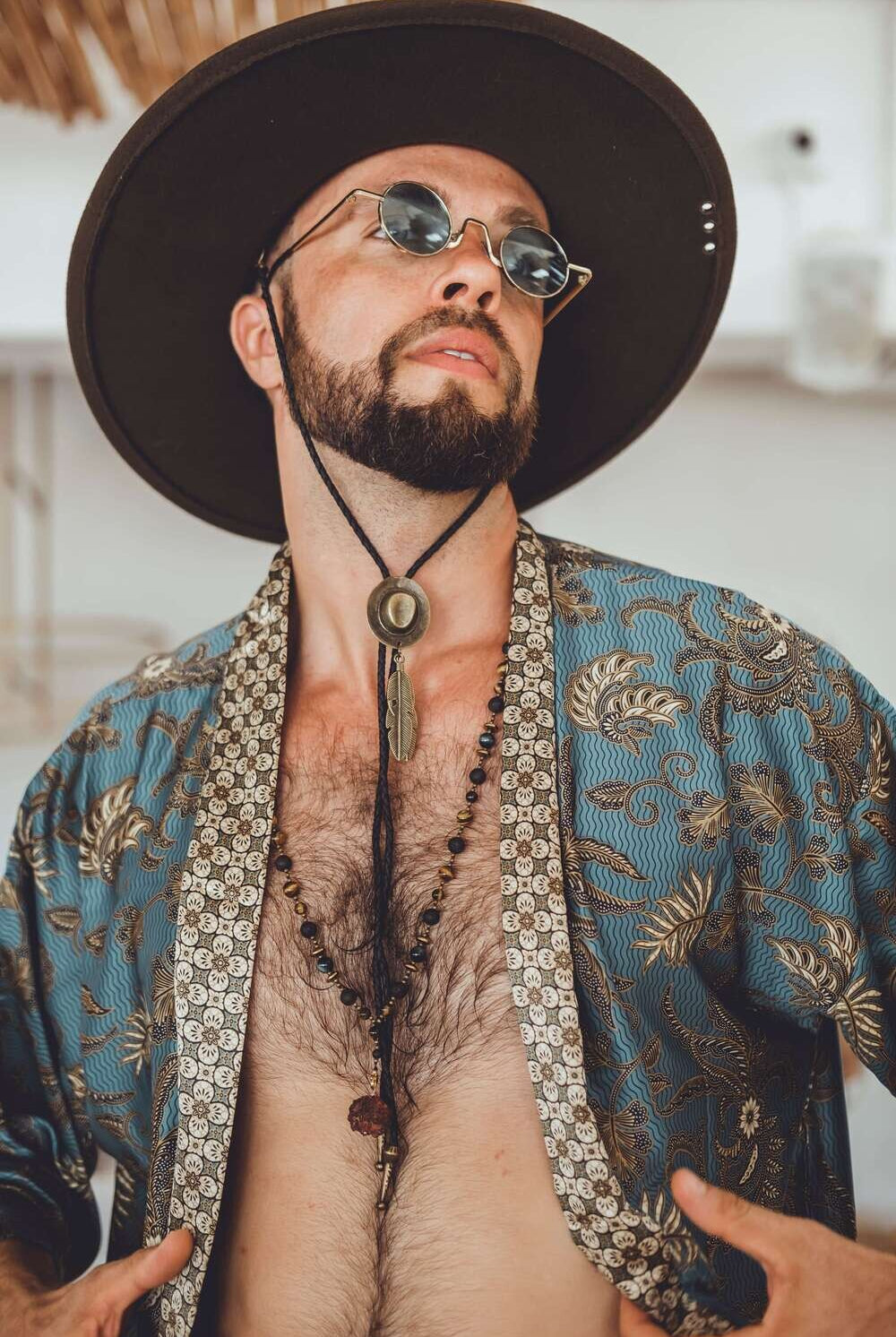 Men short kimono Green&Gold - My Store