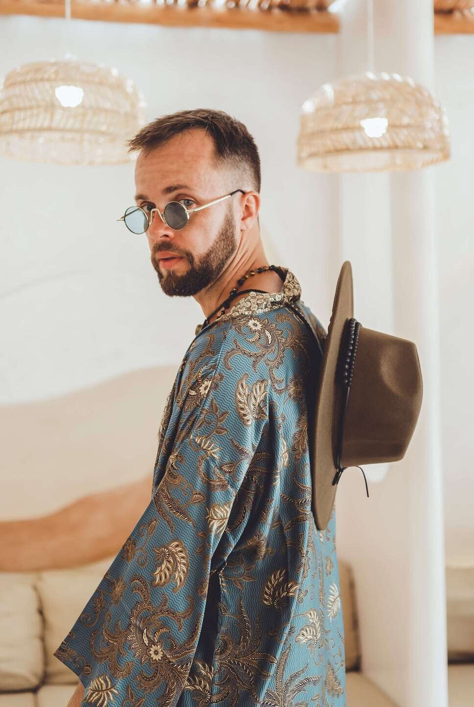 Men short kimono Green&Gold - My Store