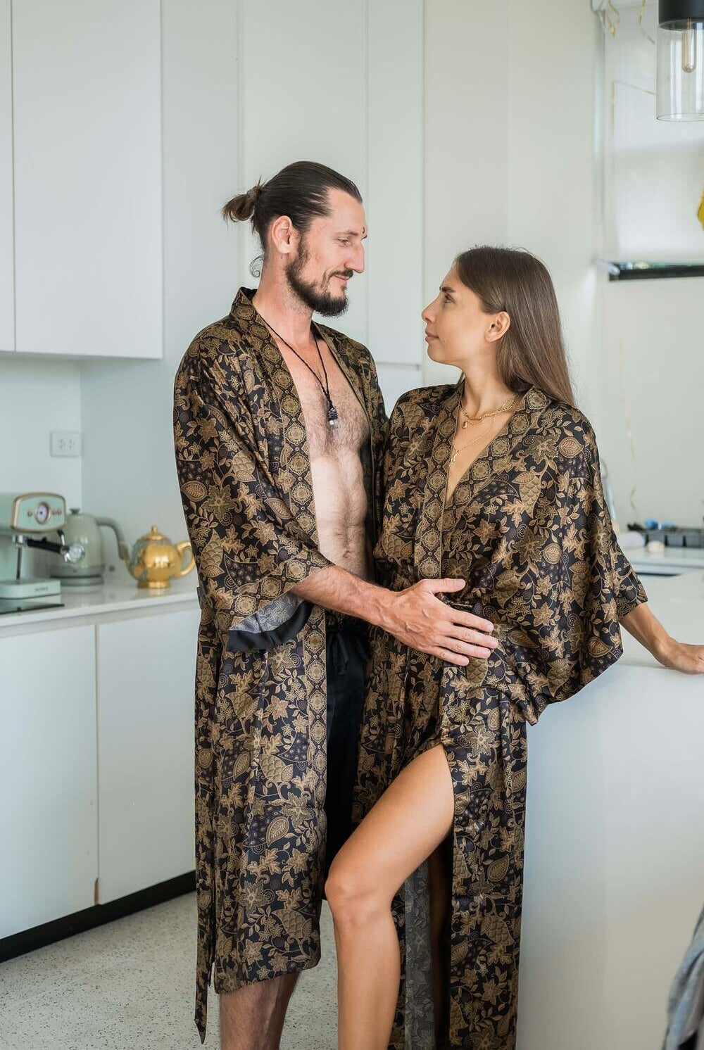 Couple's Silk Kimono Set His and Hers Sun – Eva Moon