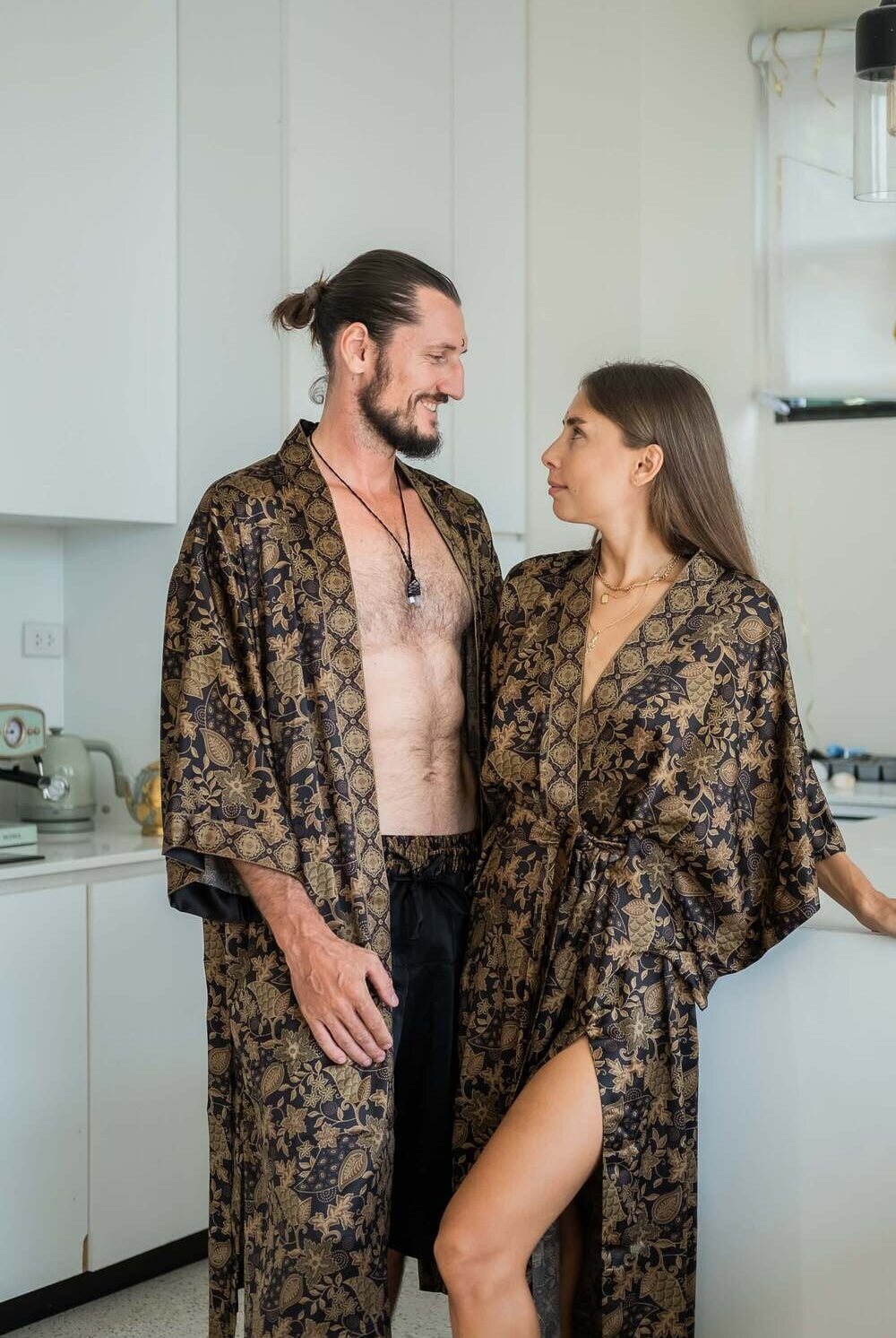 Couple's Silk Kimono Set His and Hers Sun – Eva Moon