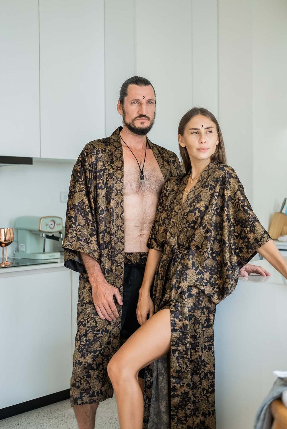 Couple's Silk Kimono Set His and Hers Sun – Eva Moon