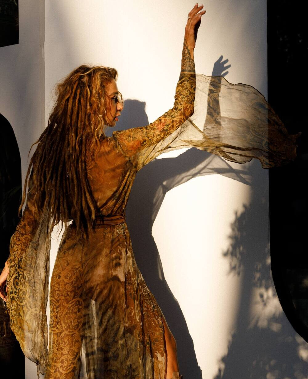 Eva Silk Kimono Golden Mist — handmade natural silk kimono by EVA MOON