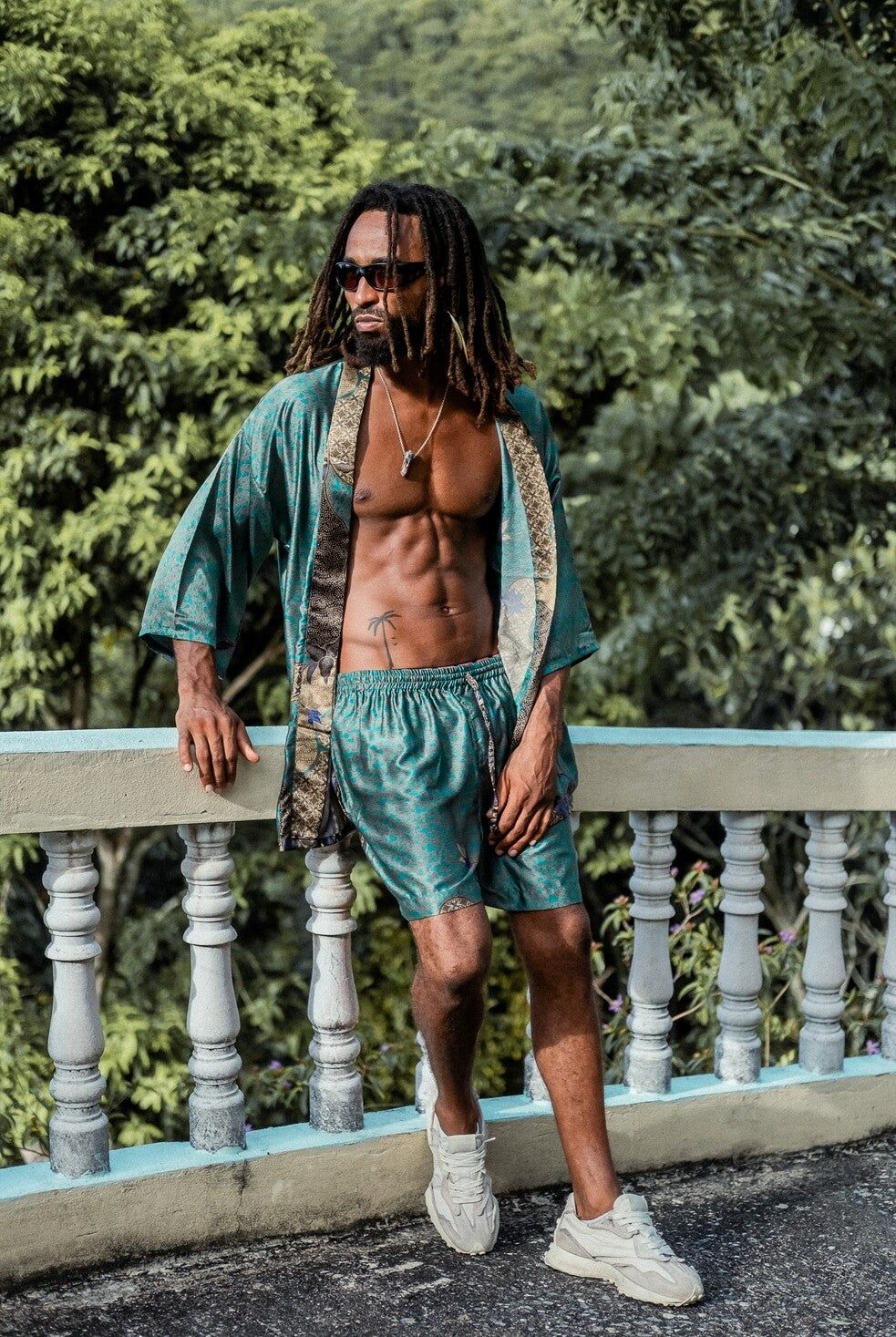 Men short kimono Green&Black - My Store