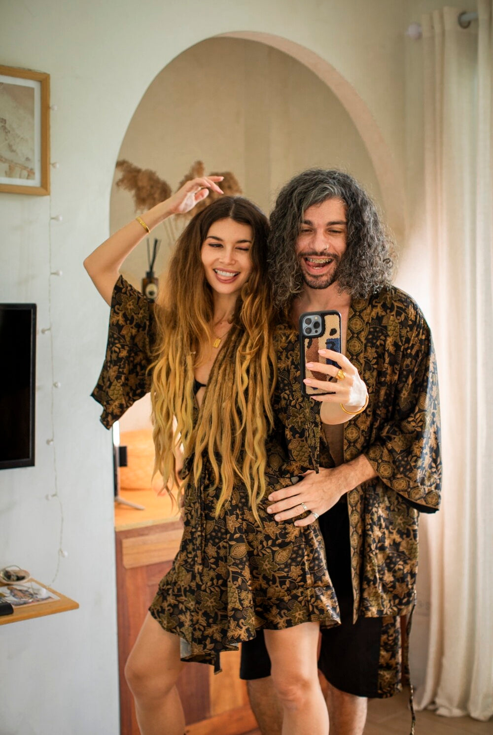 Couple's Silk Kimono Set His and Hers Sun – Eva Moon