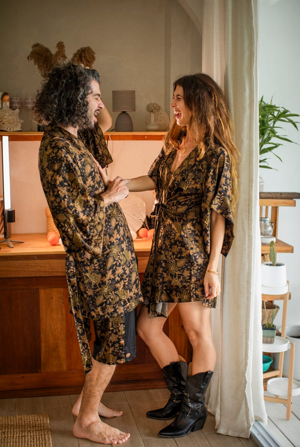Couple's Silk Kimono Set His and Hers Sun – Eva Moon