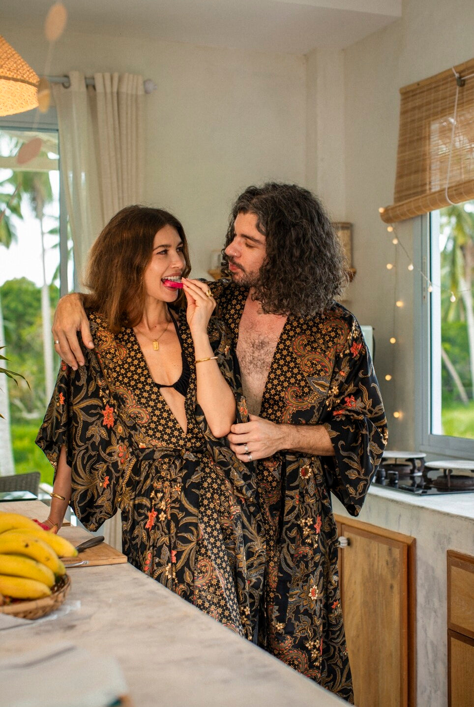 Couple's Kimono Set His and Hers Black&Gold - My Store
