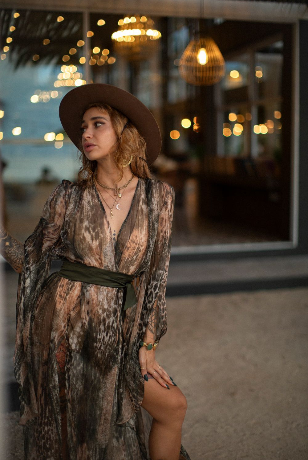 Eva Silk Kimono Powdered Panther - My Store