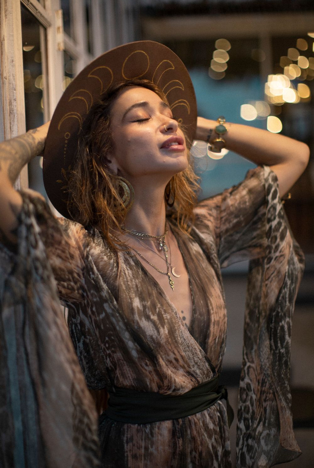 Eva Silk Kimono Powdered Panther - My Store