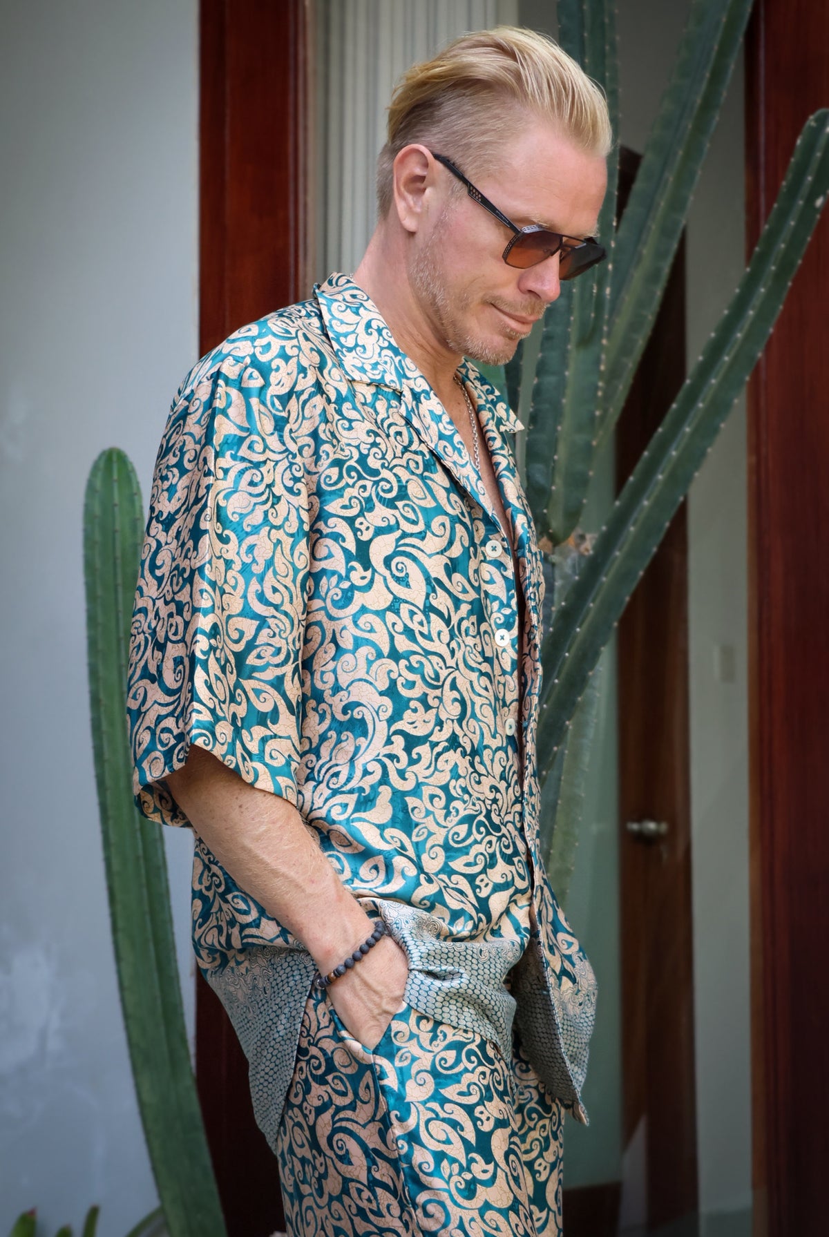 Men's shirt and pants pajama set, Ice print, by Eva Moon