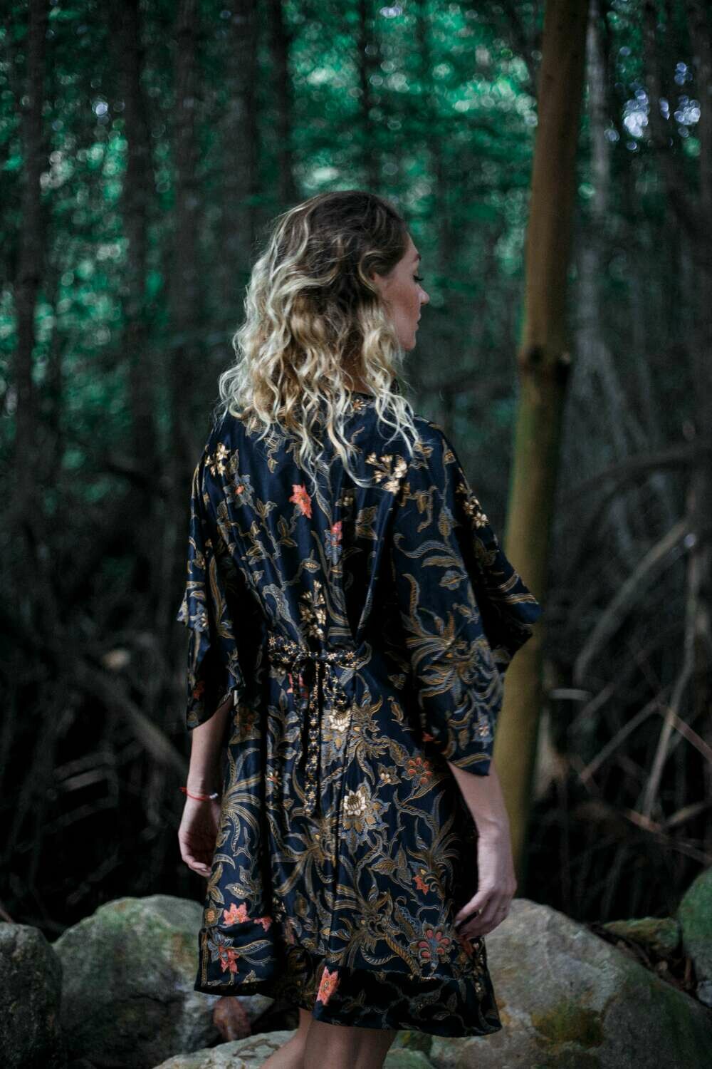 Women short black&gold kimono - My Store