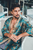 Men long kimono Green&Gold - My Store