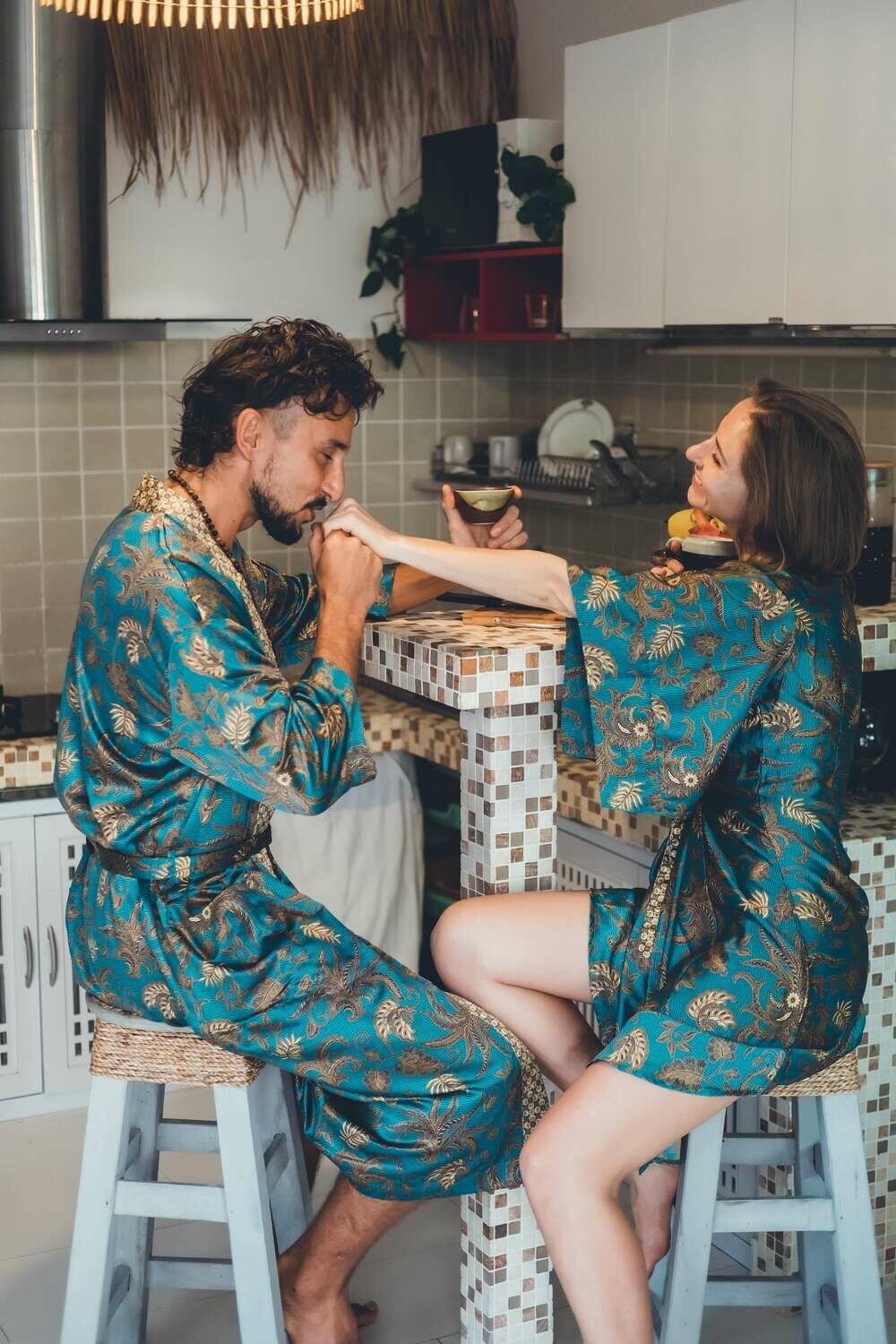 Couple's Kimono Set His and Hers Green&Gold - My Store