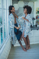 Set of 2 silk White&Blue kimonos for couples - My Store