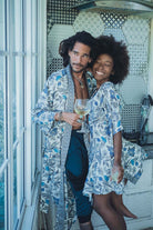 Set of 2 silk White&Blue kimonos for couples - My Store