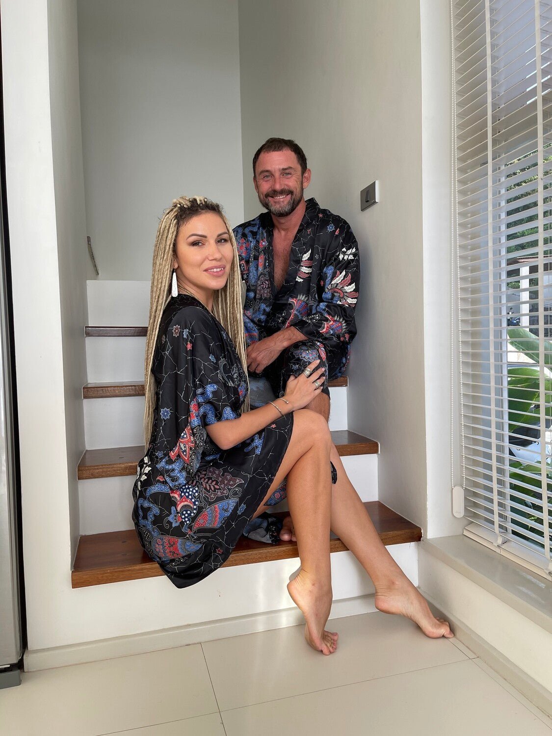 Set of 2 silk black and blue kimonos - My Store