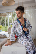 Mens white gold silk kimono - My Store