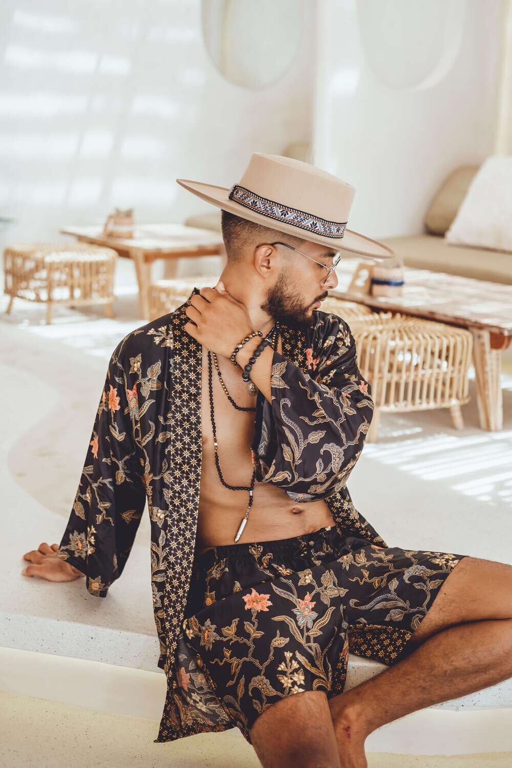 Men Short Kimono Black&Gold - My Store