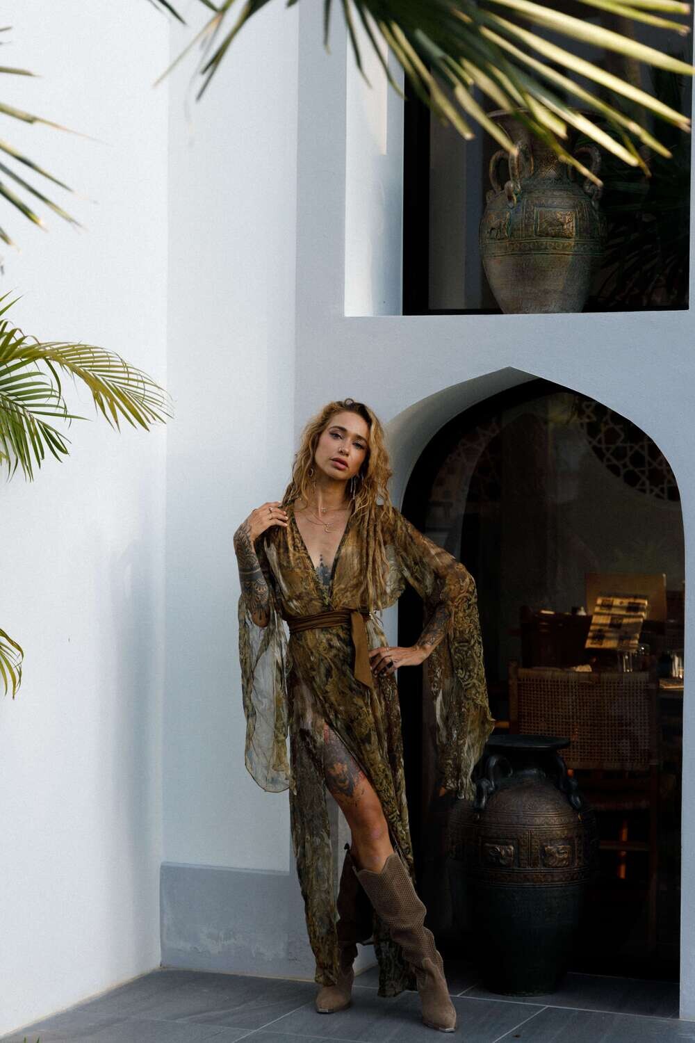 Eva Silk Kimono Golden Mist - My Store