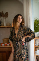 Long Women Black&Gold Kimono - My Store