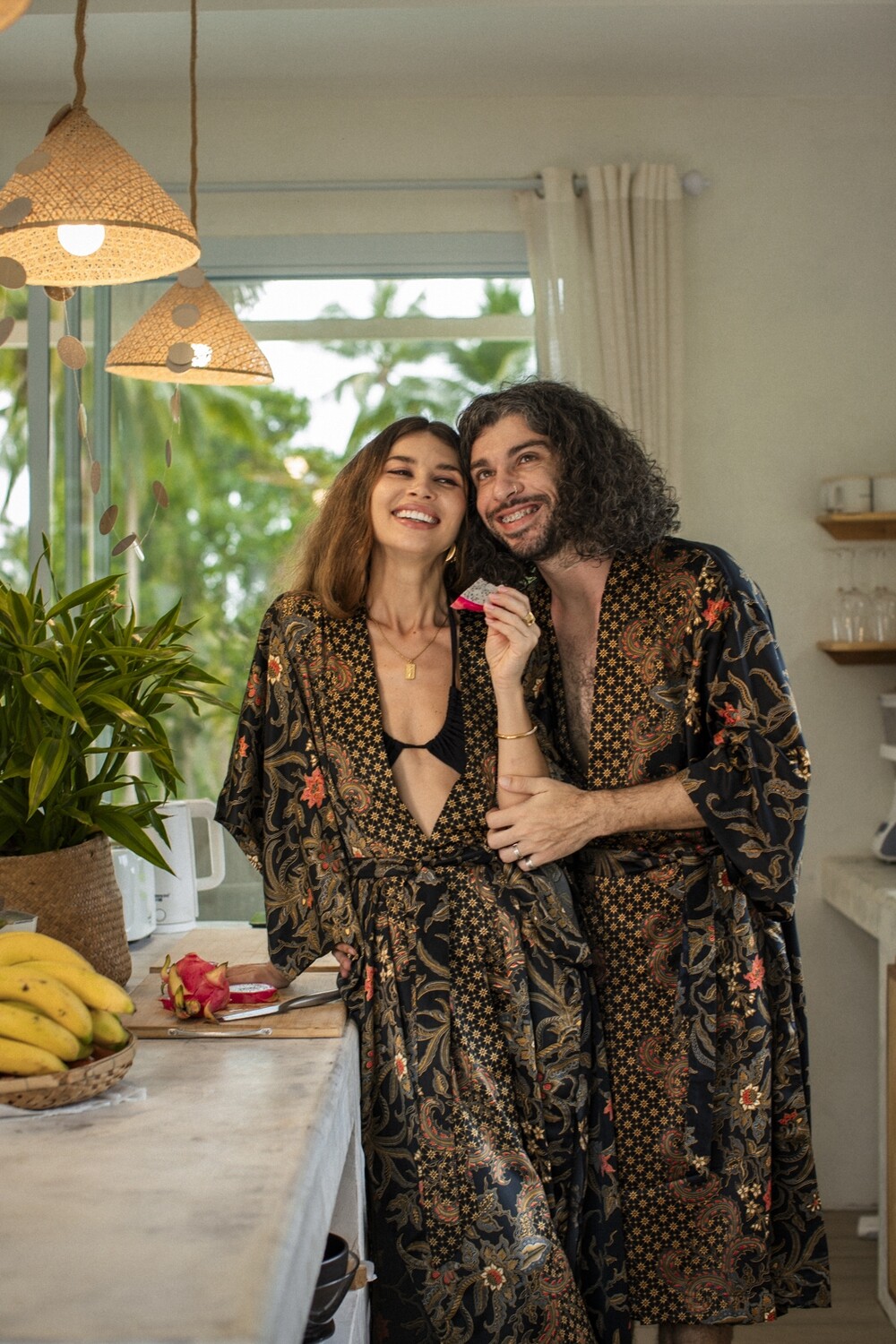 Couple's Kimono Set His and Hers Black&Gold - My Store