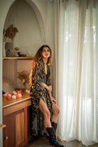 Long Women Black&Gold Kimono - My Store