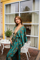 Long Women Green&gold Kimono - My Store