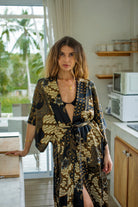 Women Long Black&Ivory Kimono - My Store