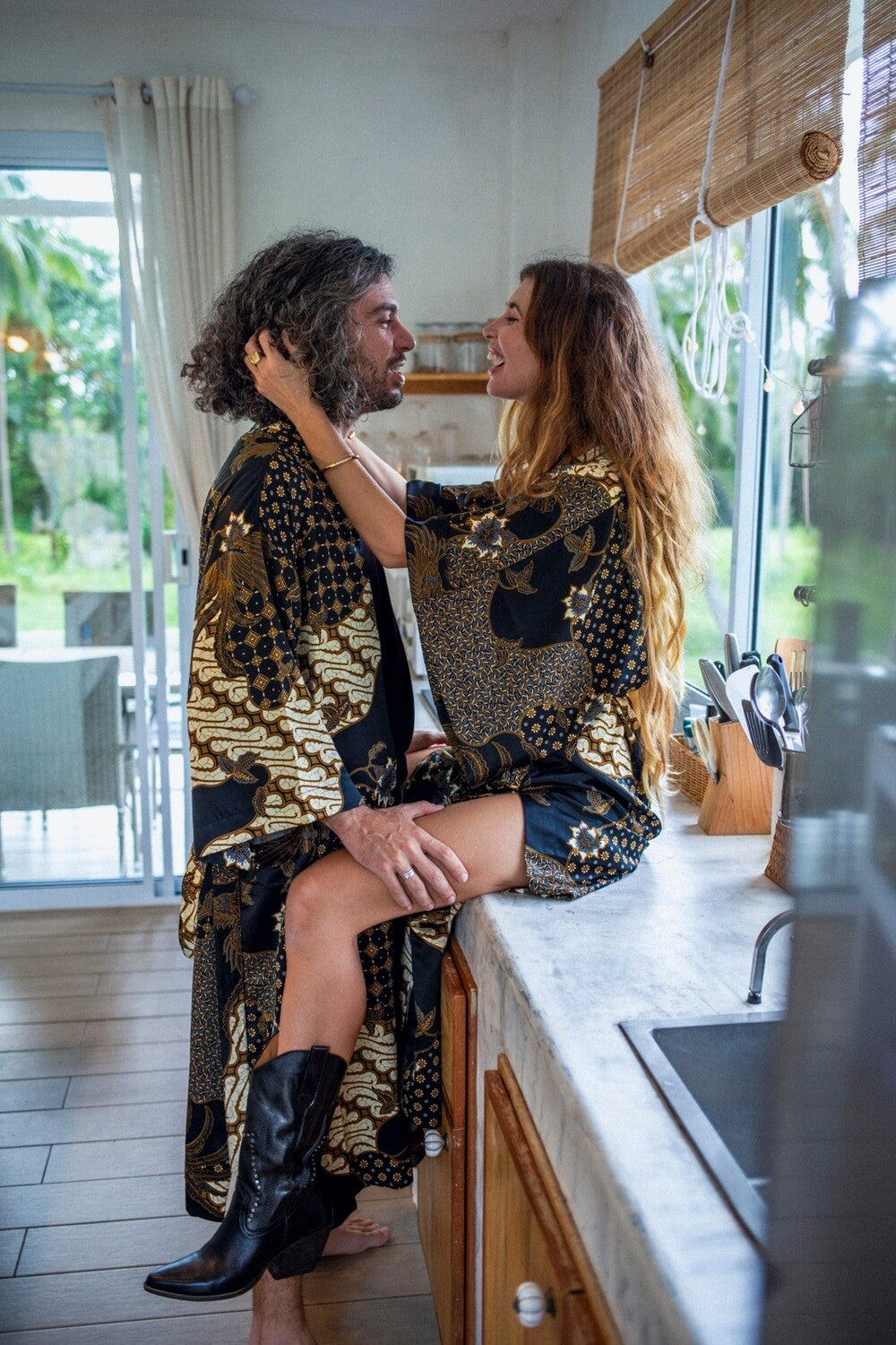 Couple's Kimono Set His and Hers Black&Ivory - My Store